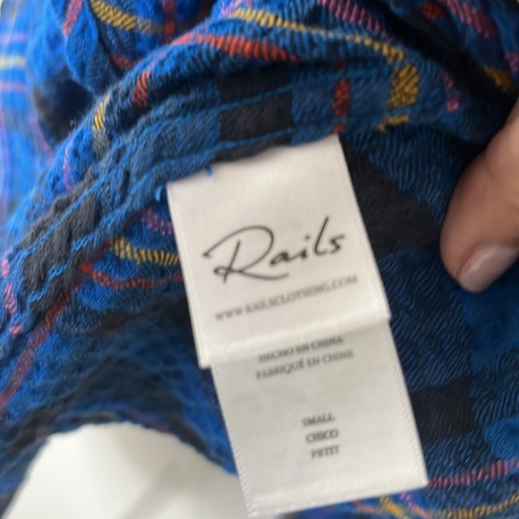 Rails hunter long sleeve button down flannel electric blue plaid shirt - Picture 5 of 5